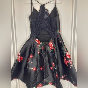 Black Floral Mini Dress. Great for Hoco or Formal.